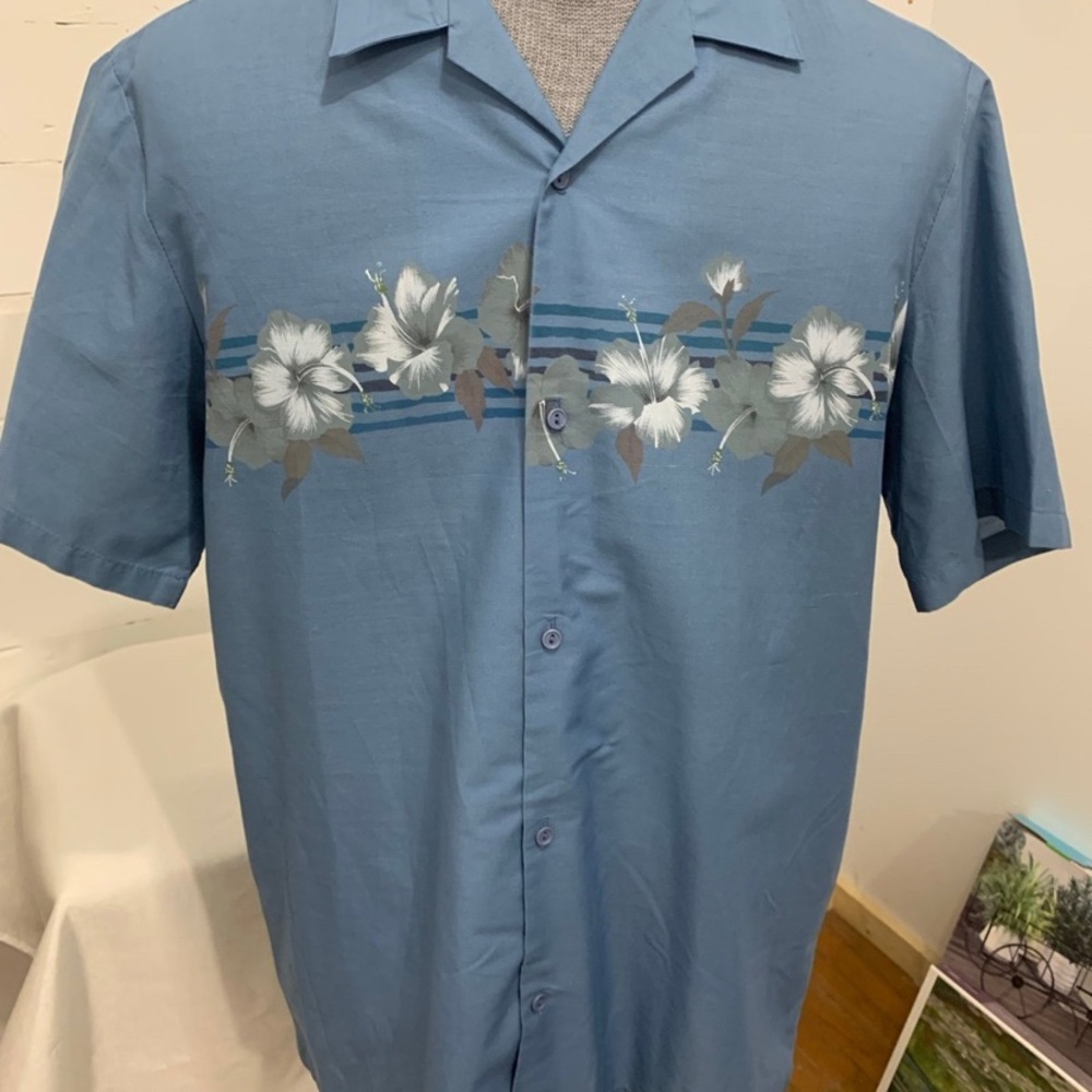 Men's Blue Floral Button Down Shirt